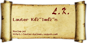 Lauter Kálmán névjegykártya